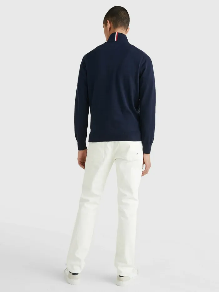 Tommy Hilfiger 1985 Collection Th Flex ZipThru Cardigan Desert Sky Mens Knitwear Gift Ideas
