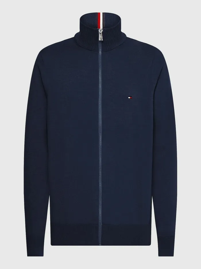 Tommy Hilfiger 1985 Collection Th Flex ZipThru Cardigan Desert Sky Mens Knitwear Gift Ideas