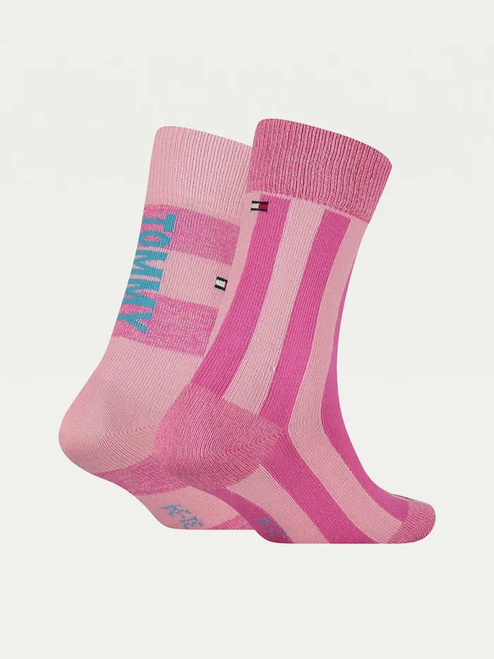 Tommy Hilfiger 2Pack Collegiate Stripe Socks Pink Girls Underwear and Socks Gift 4 You