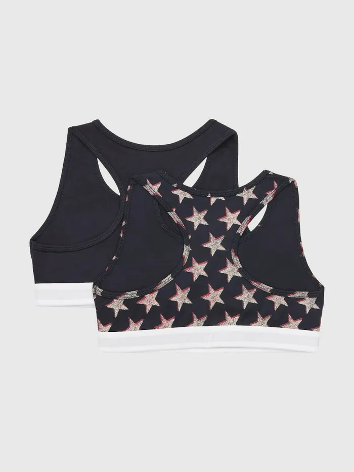 Tommy Hilfiger 2Pack Original Logo Underband Bralettes Offset StarsDesert Sky Girls Underwear and Socks Cheap On Sale