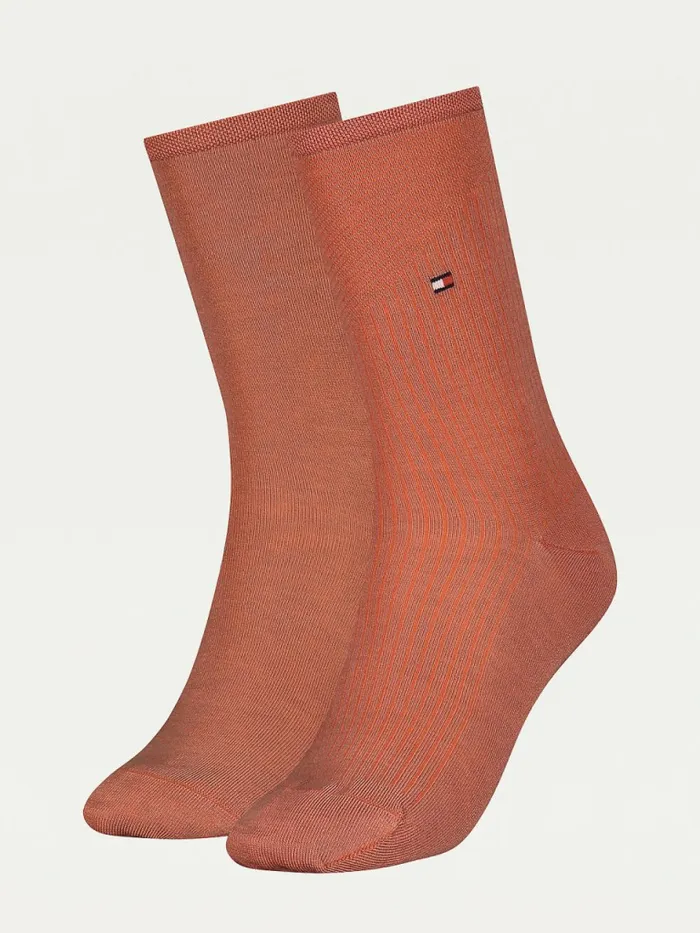 Tommy Hilfiger 2Pack Ribbed Socks Orange Womens Socks and Hosiery Sale