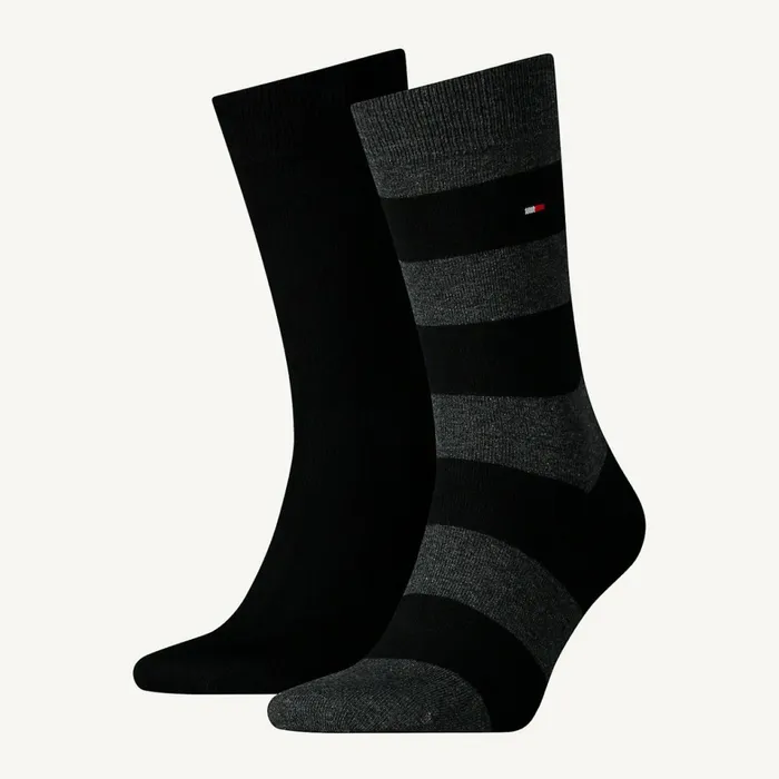 Tommy Hilfiger 2Pack Rugby Socks Black Mens Essentials Gift for Friend