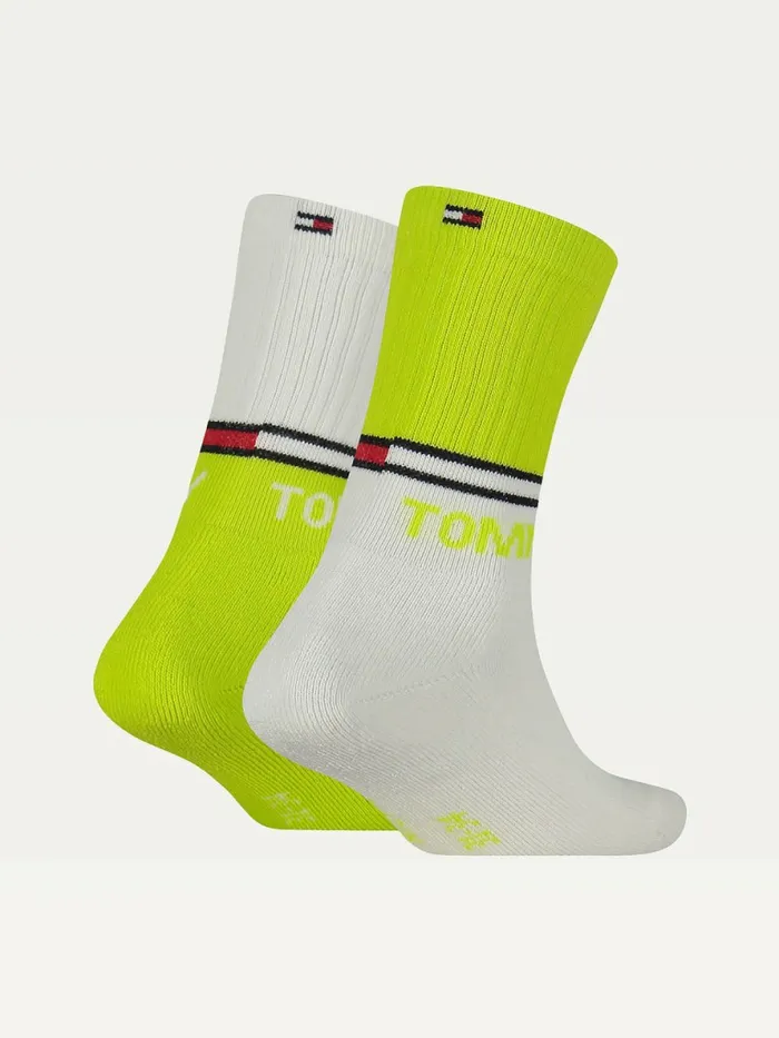 Tommy Hilfiger 2Pack Sport ColourBlocked Socks Lime Girls Underwear and Socks Casaul
