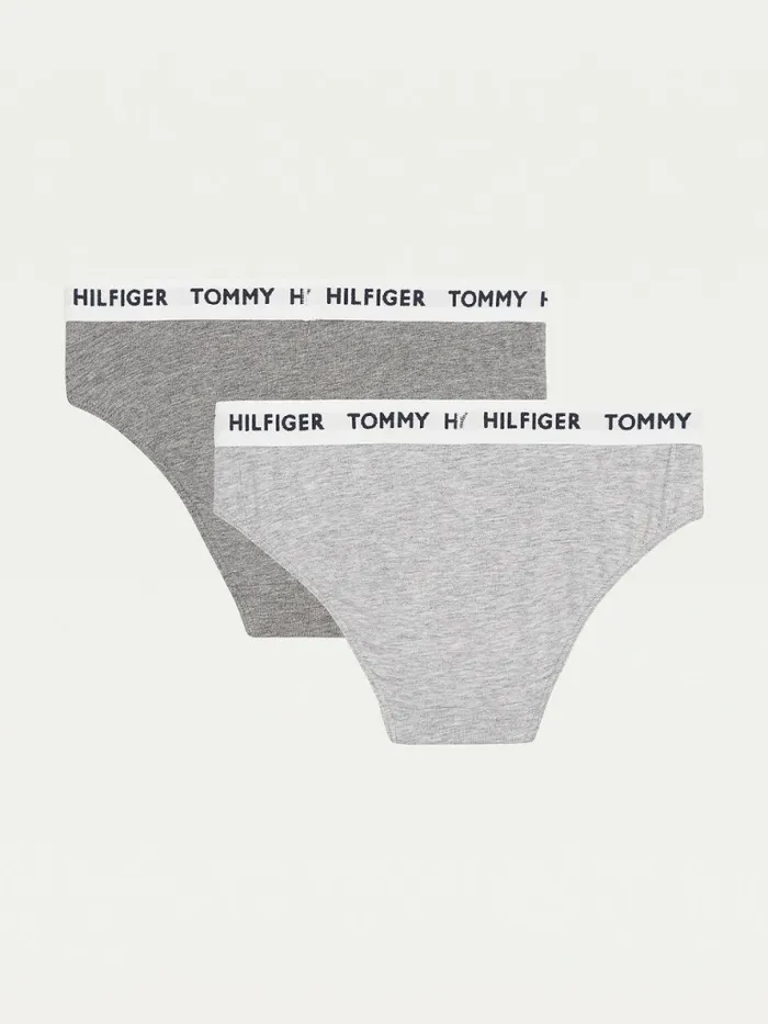 Tommy Hilfiger 2Pack Tommy 85 Repeat Logo Waistband Briefs Mid Grey HeatherDark Grey Heather Girls Underwear and Socks Popular