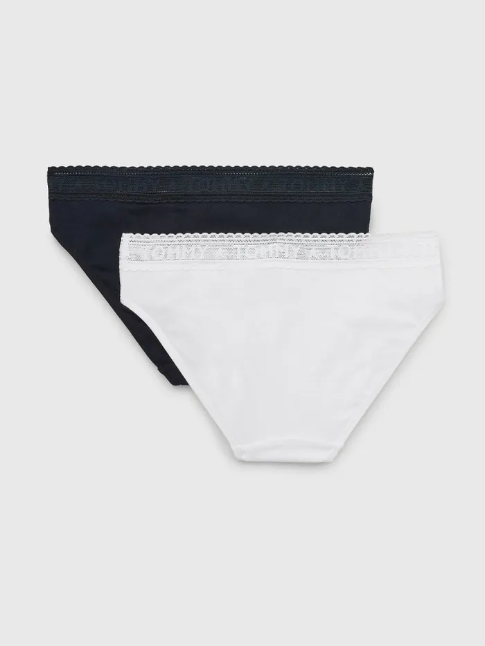 Tommy Hilfiger 2Pack Tonal Logo Lace Briefs WhiteDesert Sky Girls Underwear and Socks Gift for Friend