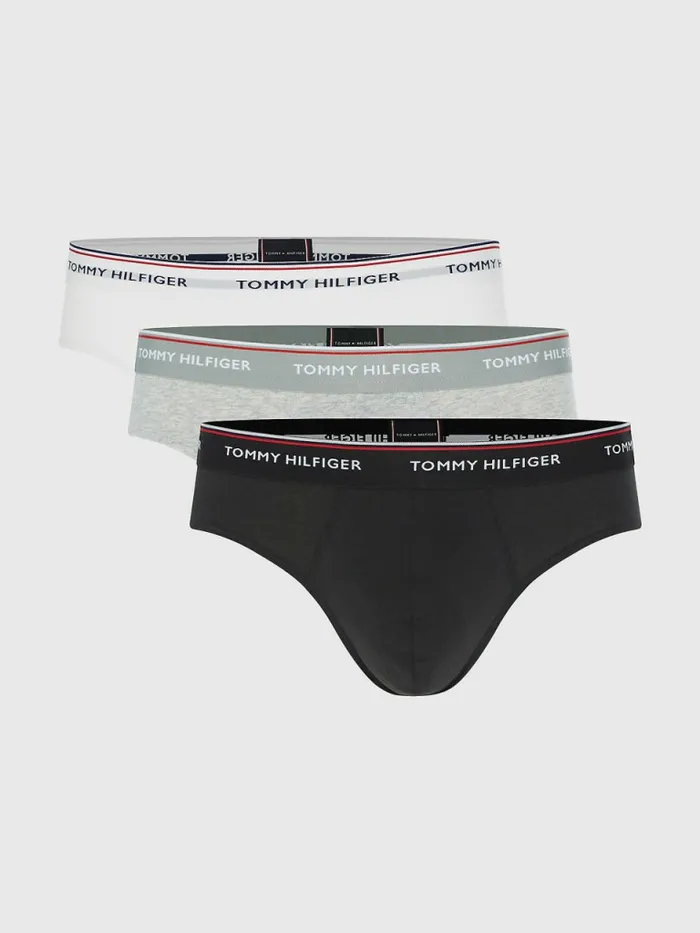 Tommy Hilfiger 3Pack Cotton Briefs BlackGrey HeatherWhite Mens Underwear Fashion