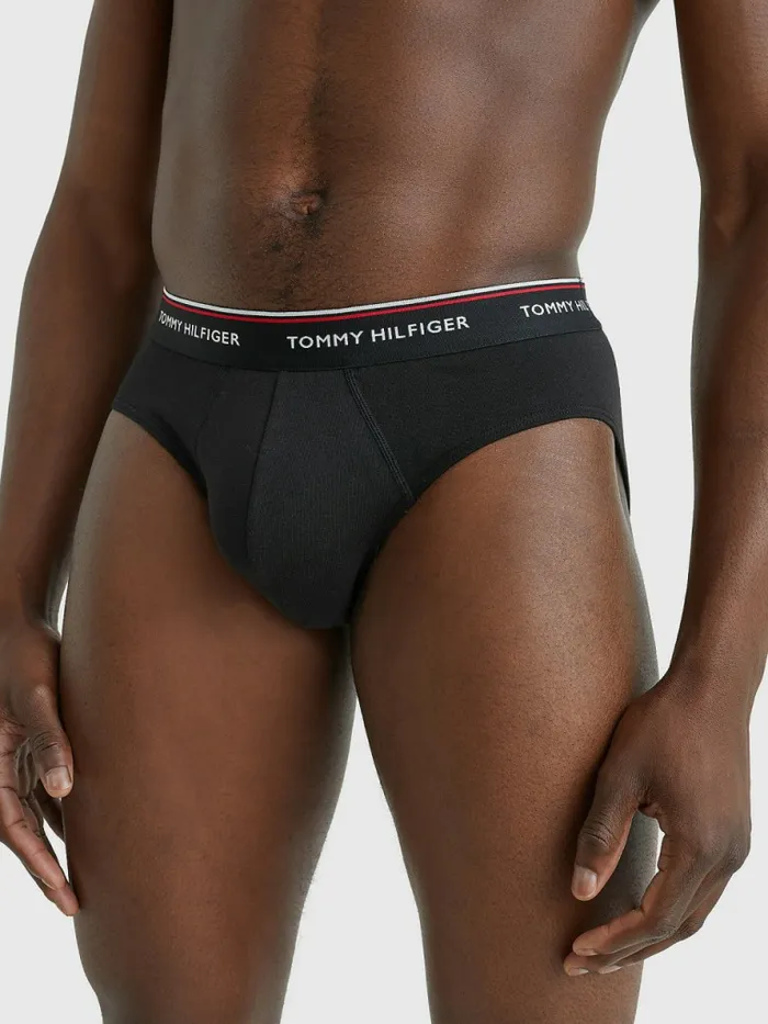 Tommy Hilfiger 3Pack Cotton Briefs BlackGrey HeatherWhite Mens Underwear Fashion