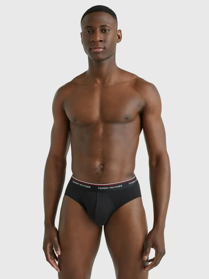 Tommy Hilfiger 3Pack Cotton Briefs BlackGrey HeatherWhite Mens Underwear Fashion