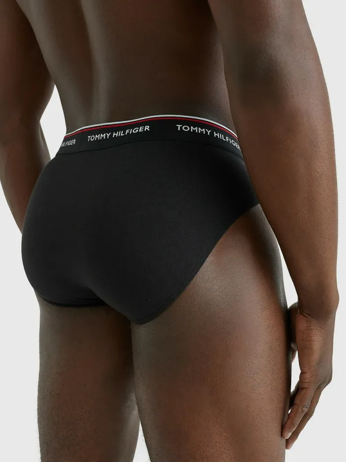 Tommy Hilfiger 3Pack Cotton Briefs BlackGrey HeatherWhite Mens Underwear Fashion