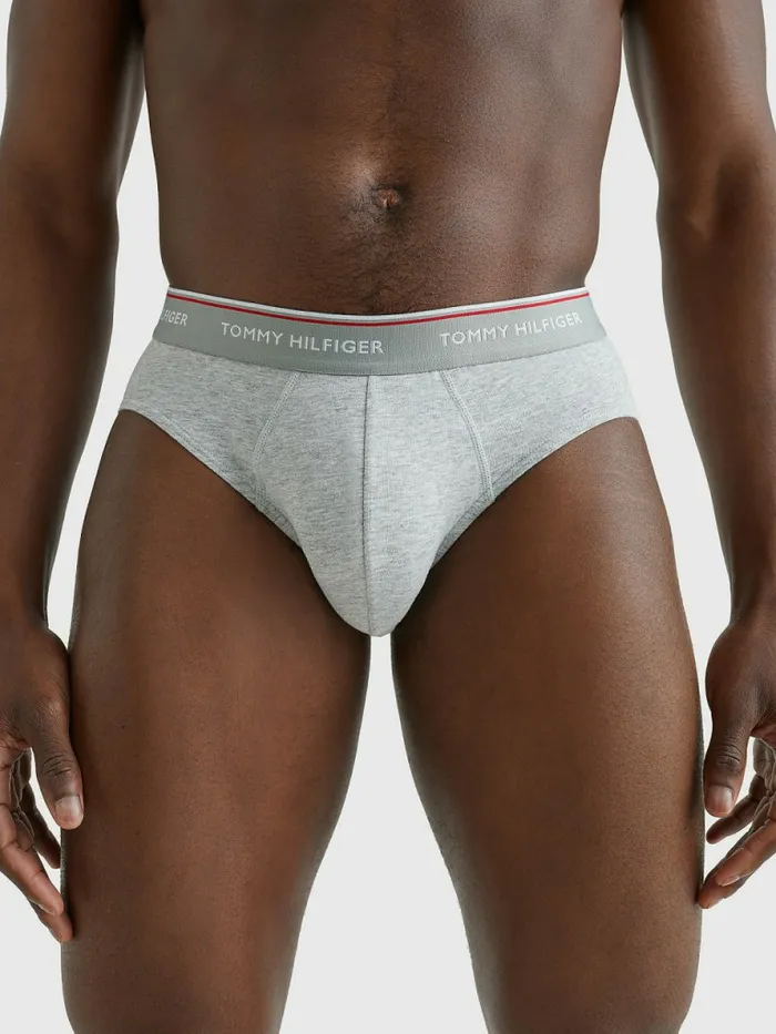 Tommy Hilfiger 3Pack Cotton Briefs BlackGrey HeatherWhite Mens Underwear Fashion