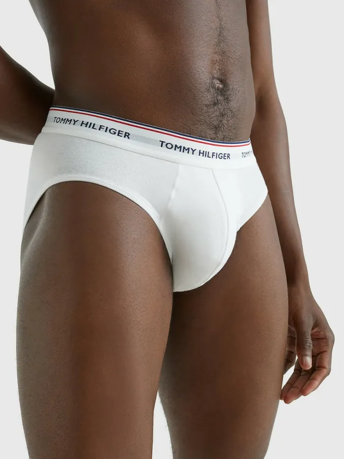 Tommy Hilfiger 3Pack Cotton Briefs BlackGrey HeatherWhite Mens Underwear Fashion