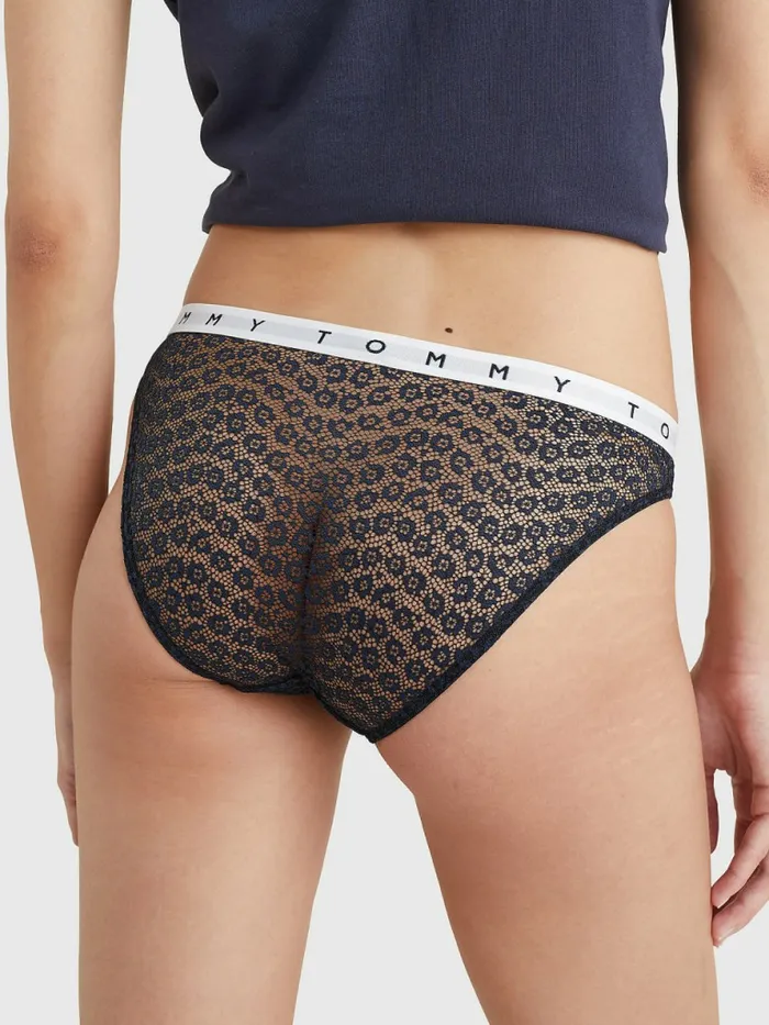 Tommy Hilfiger 3Pack Lace Logo Waistband Briefs Desert SkyWhitePrimary Red Womens Lingerie