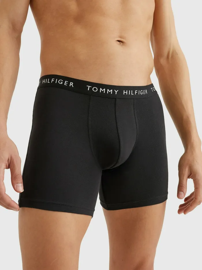 Tommy Hilfiger 3Pack Logo Waistband Boxer Briefs BlackBlackBlack Mens Underwear Popular