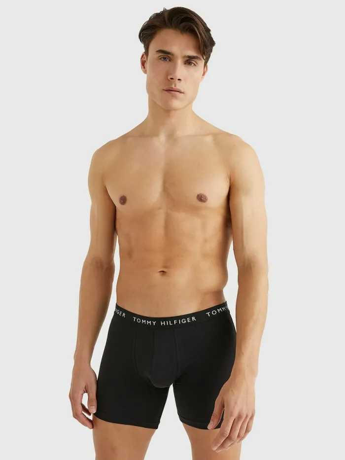 Tommy Hilfiger 3Pack Logo Waistband Boxer Briefs BlackBlackBlack Mens Underwear Popular