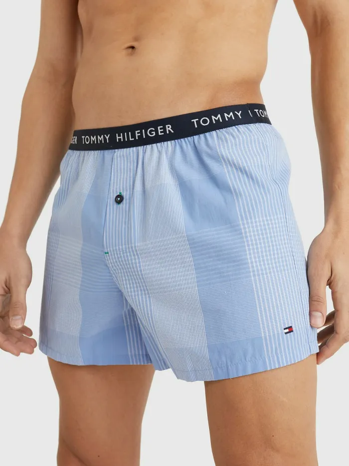 Tommy Hilfiger 3Pack Logo Waistband Button Fly Boxers WhitePrimary RedGrid Plaid Mens Underwear Online