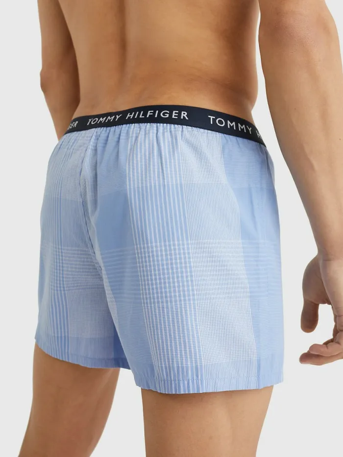Tommy Hilfiger 3Pack Logo Waistband Button Fly Boxers WhitePrimary RedGrid Plaid Mens Underwear Online