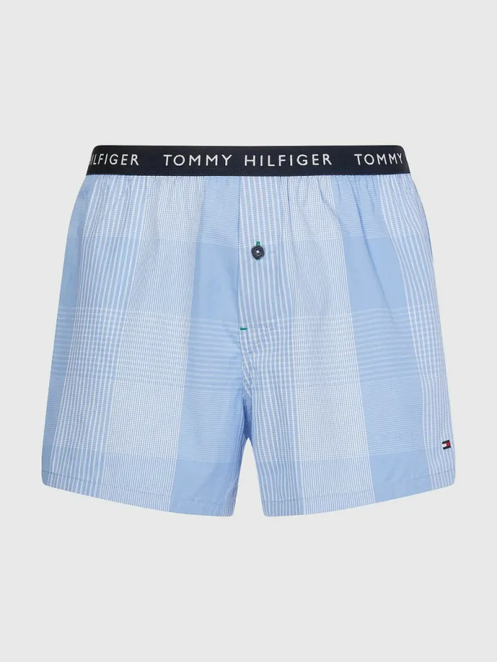 Tommy Hilfiger 3Pack Logo Waistband Button Fly Boxers WhitePrimary RedGrid Plaid Mens Underwear Online