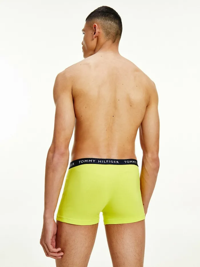Tommy Hilfiger 3Pack Logo Waistband Trunks Acid CitrusYale BlueSublunar Mens Underwear Near Me