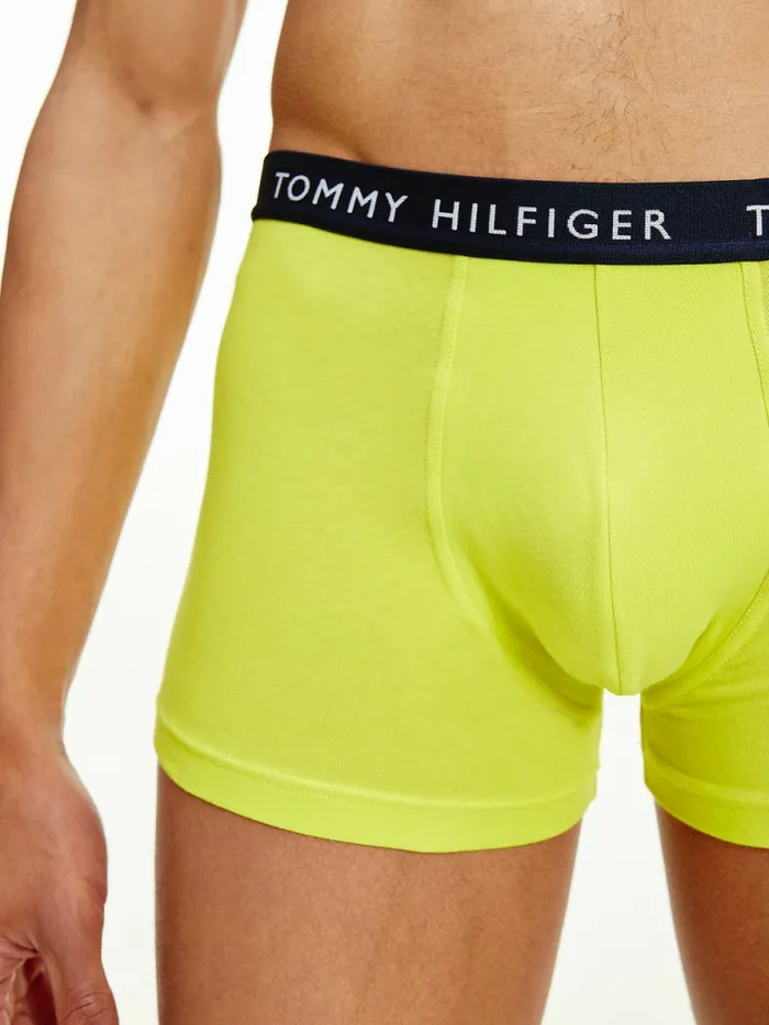Tommy Hilfiger 3Pack Logo Waistband Trunks Acid CitrusYale BlueSublunar Mens Underwear Near Me