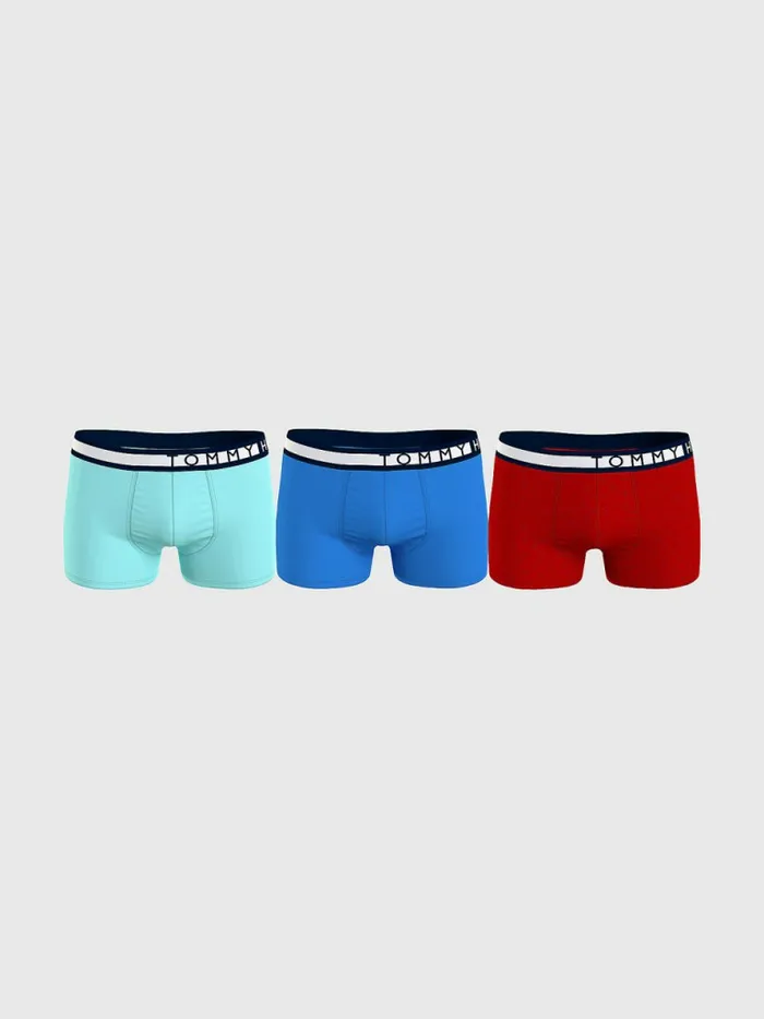 Tommy Hilfiger 3Pack Logo Waistband Trunks Aqua GlowHydrangea BluHalo Mens Underwear Sale Tommy Hilfiger 3Pack Logo Waistband Trunks Aqua GlowHydrangea BluHalo Mens Underwear Sale