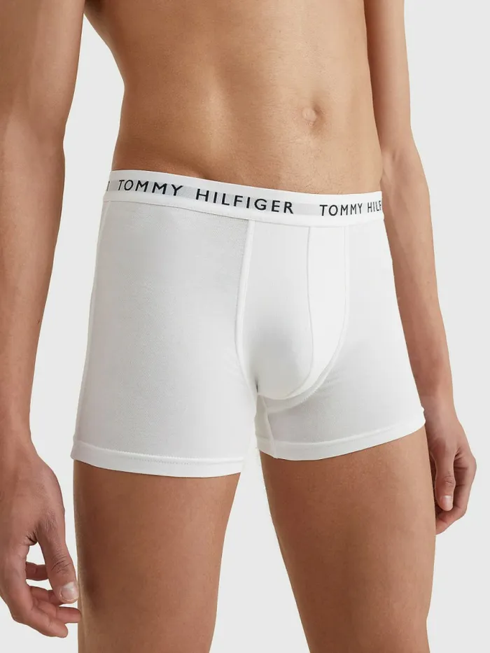 Tommy Hilfiger 3Pack Logo Waistband Trunks WhiteWhiteWhite Mens Underwear Fashion