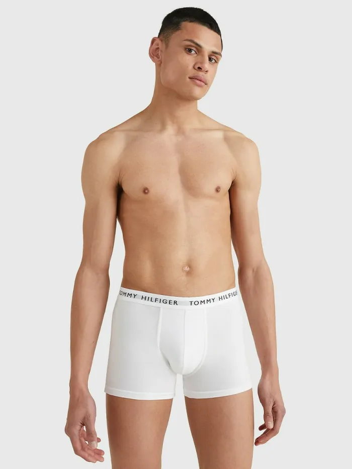 Tommy Hilfiger 3Pack Logo Waistband Trunks WhiteWhiteWhite Mens Underwear Fashion