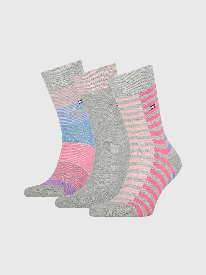 Tommy Hilfiger 3Pack Multicolour Socks Gift Box PinkGrey Boys Underwear and Socks For Sale Tommy Hilfiger 3Pack Multicolour Socks Gift Box PinkGrey Boys Underwear and Socks For Sale