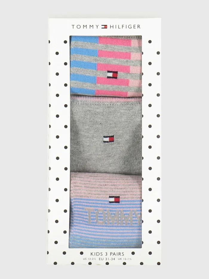 Tommy Hilfiger 3Pack Multicolour Socks Gift Box PinkGrey Boys Underwear and Socks For Sale
