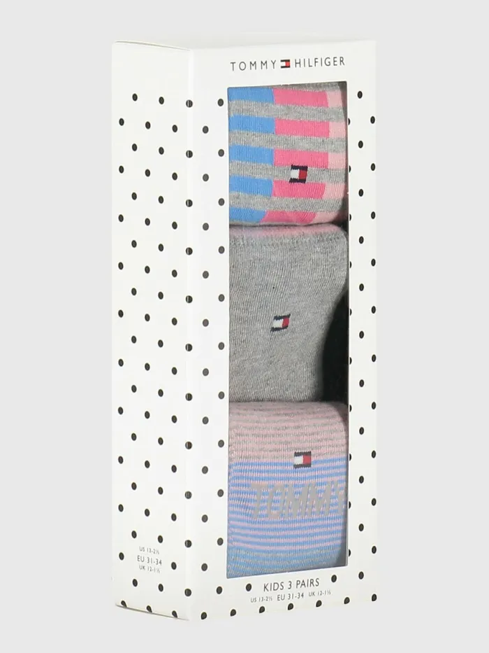 Tommy Hilfiger 3Pack Multicolour Socks Gift Box PinkGrey Boys Underwear and Socks For Sale