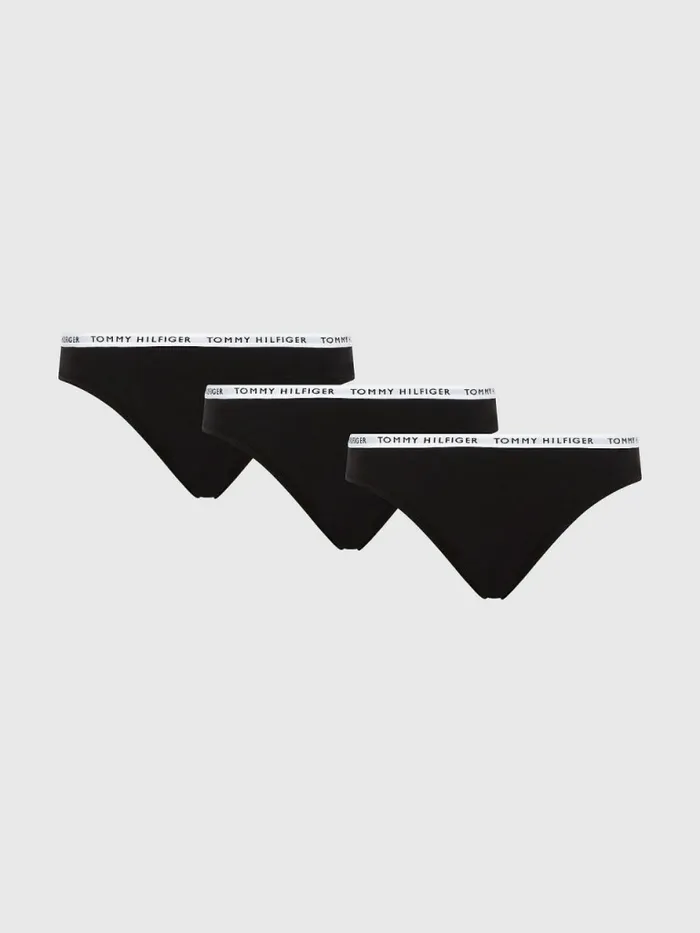 Tommy Hilfiger 3Pack Recycled Cotton Briefs BlackBlackBlack Womens Essentials Tommy Hilfiger 3Pack Recycled Cotton Briefs BlackBlackBlack Womens Essentials