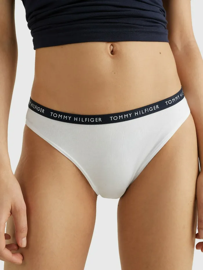 Tommy Hilfiger 3Pack Recycled Cotton Briefs Medium Grey HtrWhiteBlack Womens Essentials
