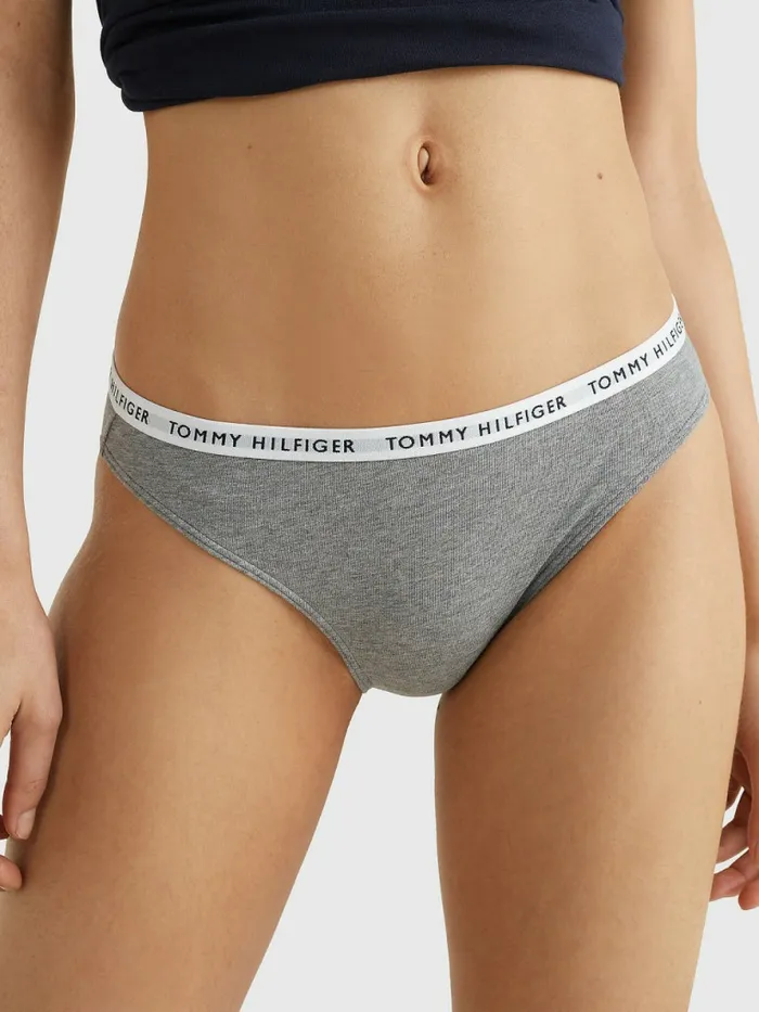 Tommy Hilfiger 3Pack Recycled Cotton Briefs Medium Grey HtrWhiteBlack Womens Essentials