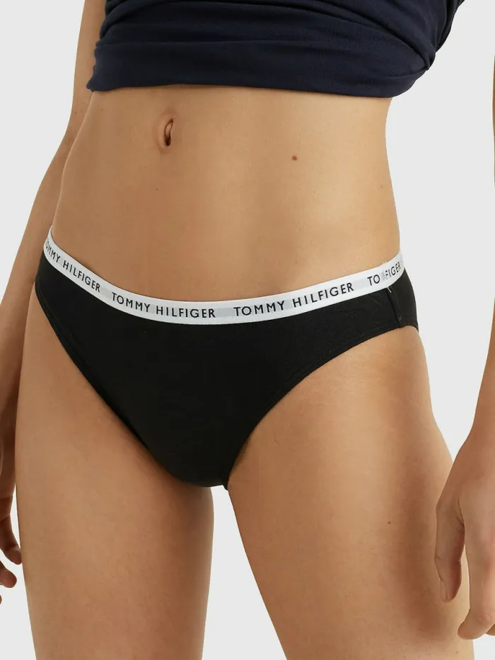 Tommy Hilfiger 3Pack Recycled Cotton Briefs Medium Grey HtrWhiteBlack Womens Essentials