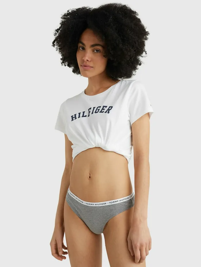 Tommy Hilfiger 3Pack Recycled Cotton Thongs Medium Grey HtrWhiteBlack Womens Lingerie