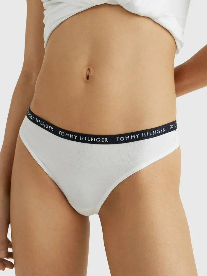 Tommy Hilfiger 3Pack Recycled Cotton Thongs Medium Grey HtrWhiteBlack Womens Lingerie