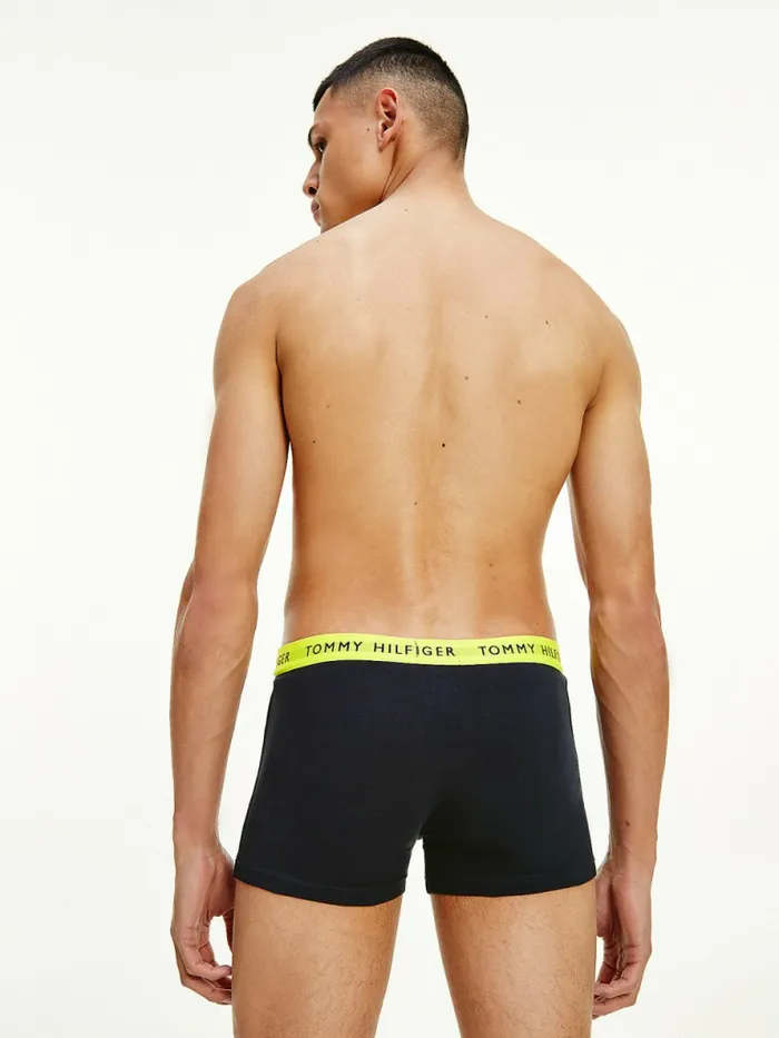Tommy Hilfiger 3Pack Repeat Logo Trunks Acid CitrusYale BlueSublunar Mens Underwear Gift for Friend