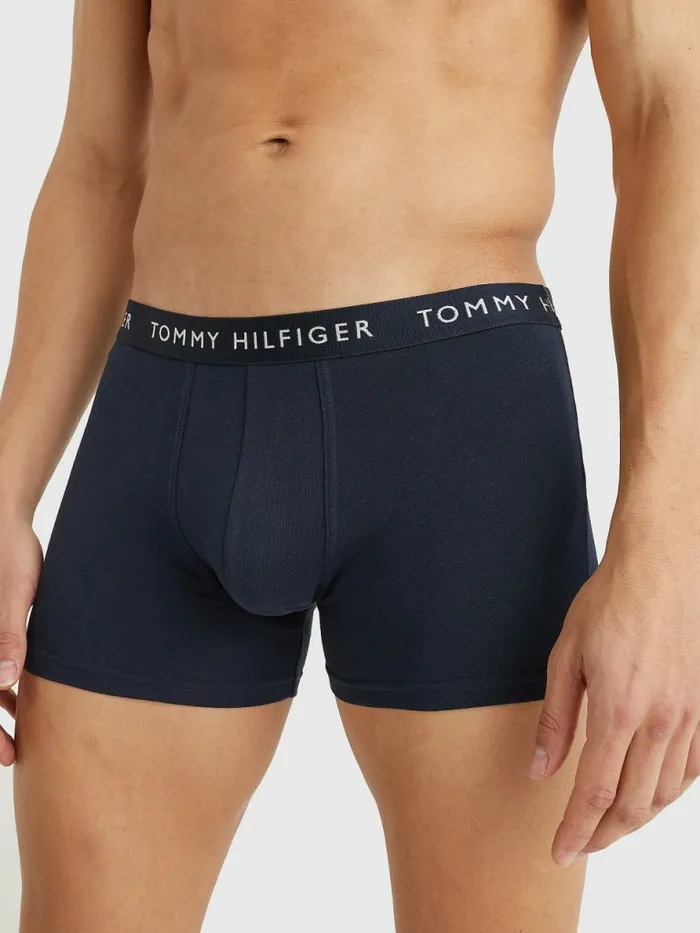 Tommy Hilfiger 3Pack Repeat Logo Trunks Des SkyPetrol BluePrim Red Mens Underwear Popular