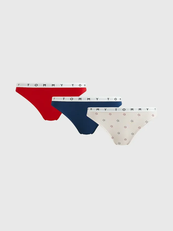 Tommy Hilfiger 3Pack Repeat Logo Waistband Briefs Twilight IndigoStarPrimary Red Womens Lingerie Tommy Hilfiger 3Pack Repeat Logo Waistband Briefs Twilight IndigoStarPrimary Red Womens Lingerie