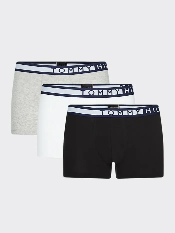 Tommy Hilfiger 3Pack Statement Waistband Trunks PvhblackPvhwhiteGreyhtr Mens Underwear On Sale Tommy Hilfiger 3Pack Statement Waistband Trunks PvhblackPvhwhiteGreyhtr Mens Underwear On Sale