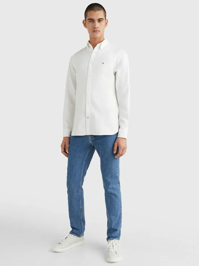Tommy Hilfiger 4Way Stretch Dobby Slim Fit Shirt Optic White Mens Shirts Near Me