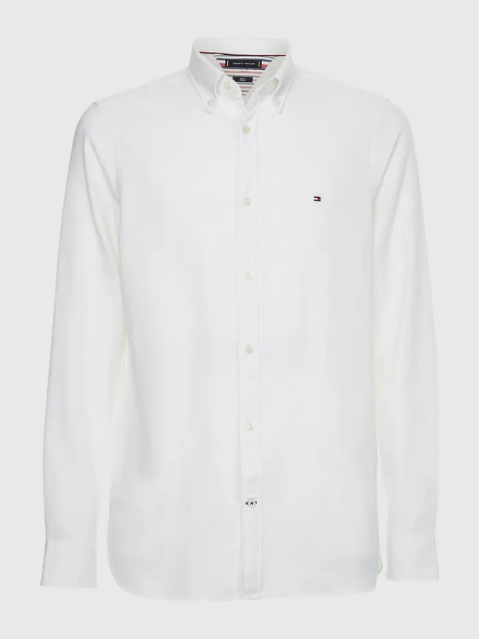 Tommy Hilfiger 4Way Stretch Dobby Slim Fit Shirt Optic White Mens Shirts Near Me