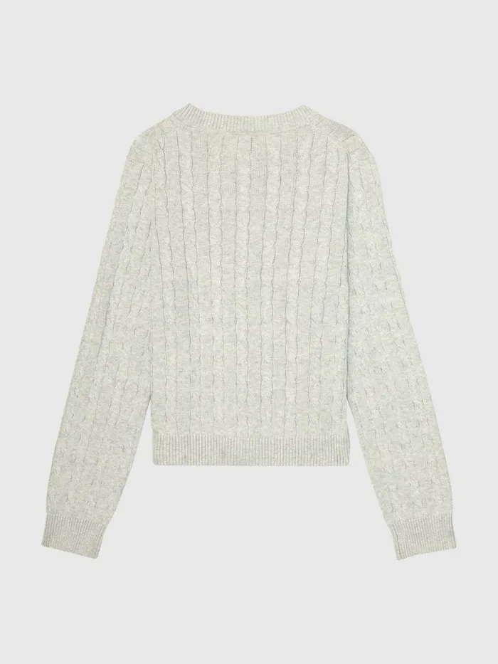Tommy Hilfiger Adaptive ButtonUpLook Cardigan Grey Heather Womens Knitwear Cheap On Sale