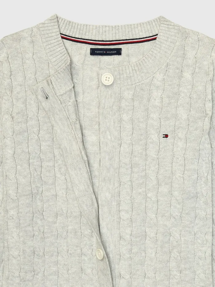 Tommy Hilfiger Adaptive ButtonUpLook Cardigan Grey Heather Womens Knitwear Cheap On Sale
