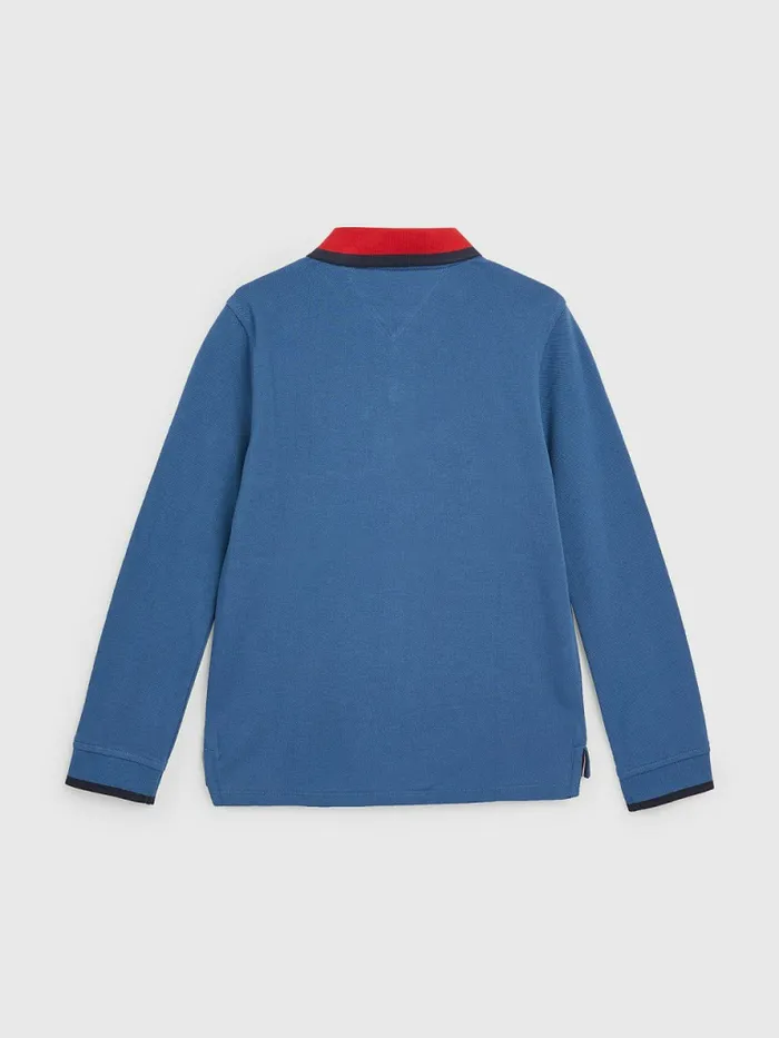 Tommy Hilfiger Adaptive ColourBlocked Long Sleeve Polo Athletic Blue Boys TShirts and Polos Online