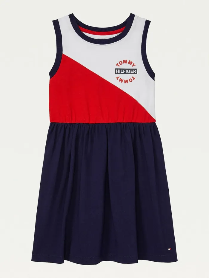 Tommy Hilfiger Adaptive ColourBlocked Sleeveless Dress Classic White Girls Dresses Popular Tommy Hilfiger Adaptive ColourBlocked Sleeveless Dress Classic White Girls Dresses Popular