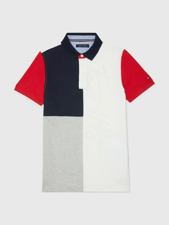 Tommy Hilfiger Adaptive ColourBlocked Slim Fit Polo Snow White Mens Polo Shirts Fashion Tommy Hilfiger Adaptive ColourBlocked Slim Fit Polo Snow White Mens Polo Shirts Fashion