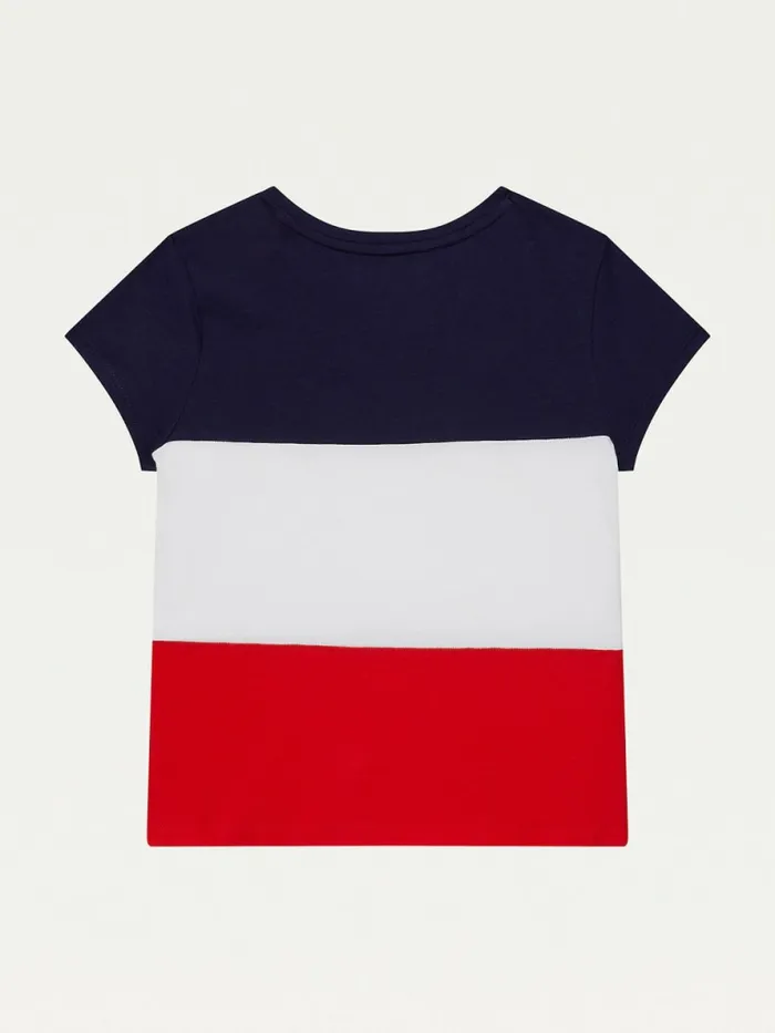 Tommy Hilfiger Adaptive ColourBlocked TShirt Classic WhiteEvening Blue Girls Tops and TShirts Gift 4 You