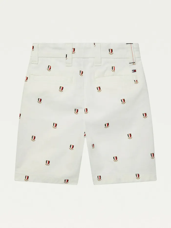 Tommy Hilfiger Adaptive Crest Print Shorts Snow White Boys Trousers and Shorts Near Me