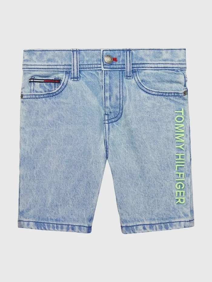Tommy Hilfiger Adaptive Denim Shorts Light Wash Boys Trousers and Shorts Popular Tommy Hilfiger Adaptive Denim Shorts Light Wash Boys Trousers and Shorts Popular