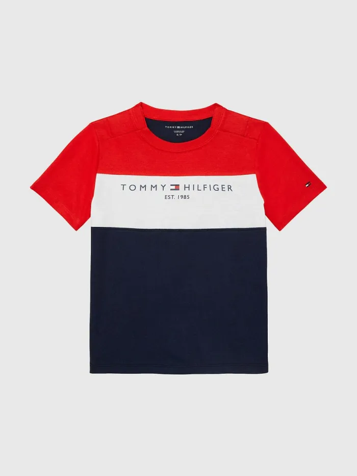 Tommy Hilfiger Adaptive Essential ColourBlocked TShirt Blush Red Boys TShirts and Polos Sale Tommy Hilfiger Adaptive Essential ColourBlocked TShirt Blush Red Boys TShirts and Polos Sale